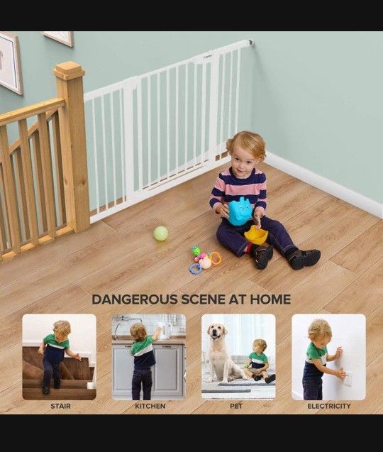 Mom's Choice Awards Winner-Cumbor 29.5"-51.6" Baby Gate Extra Wide, Easy Walk Thru Dog Gate for The House, Auto Close Safety Pet Gates for Stairs, Doo