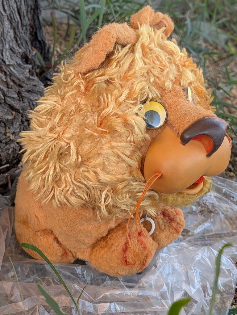 VINTAGE 1962 Mattel Larry the Lion "Animal Yacker" Pull-String Talking Plush Toy RARE Working