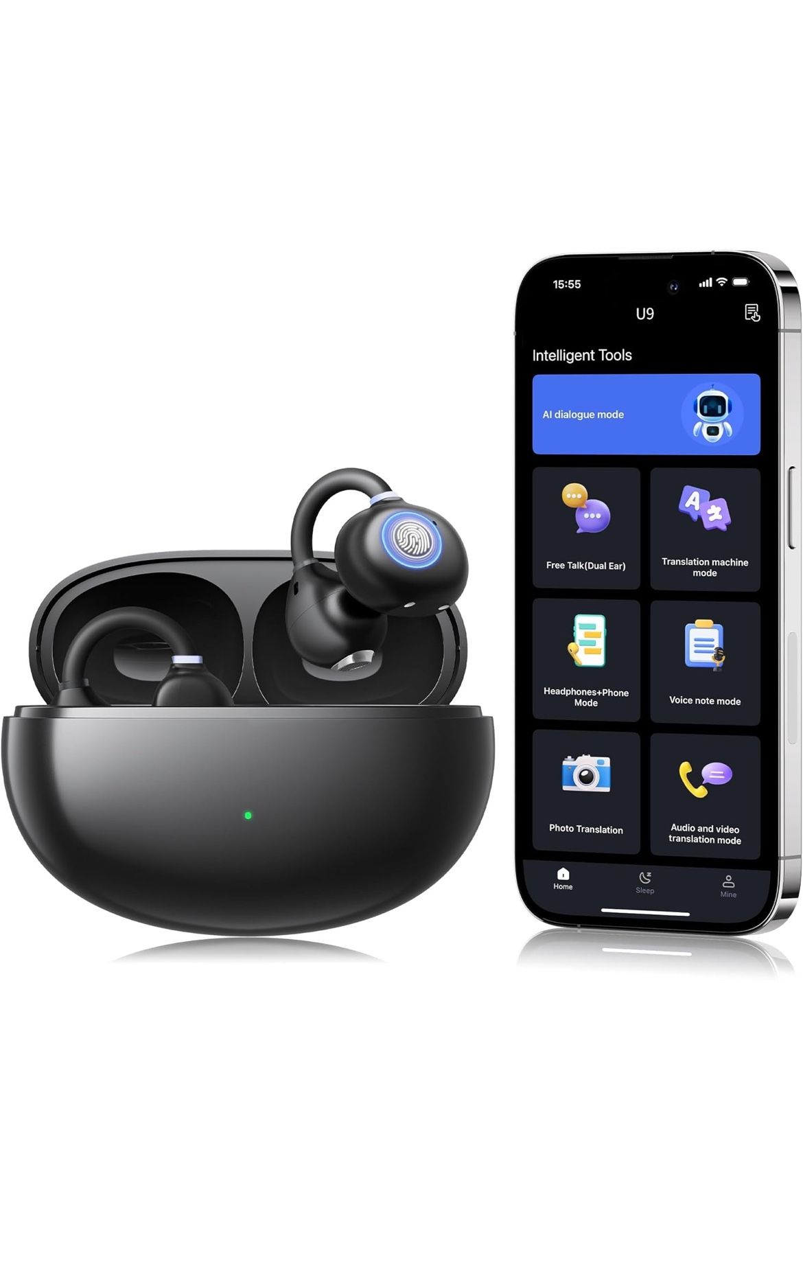 AI Language Translator Earbuds, 163 Languages & Accents Translation Earbuds Real Time, Bluetooth 5.4 Wireless Headphones Two Way Translator Device Ide