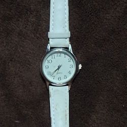 Women's Accutime White Leather Watch