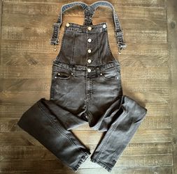 Overalls Women Junior Sz 3 Black Distressed Denim  