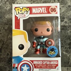 Funko Pop Marvel #06 Unmasked Captain America Metallic Comikaze Exclusive