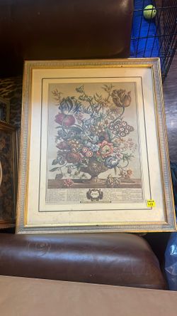 This is a framed art print titled "April " from the series Twelve Months of Flowers