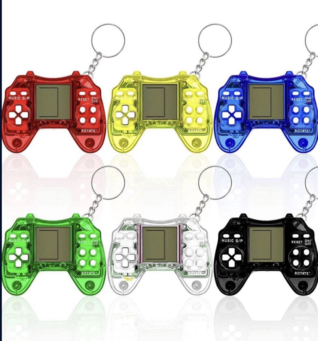 6 Pieces Brick Game Console Keychain Mini Brick Game Toy Keychain Classical Portable Game Console with Hanging Chain Birthday Festival Party Favor (Bl