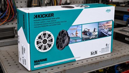 Kicker Marine 6 1/2" Coaxial Speakers 195 Watts Set White Or Charcoal Grilles Weather Resistant 45KM654 KM654