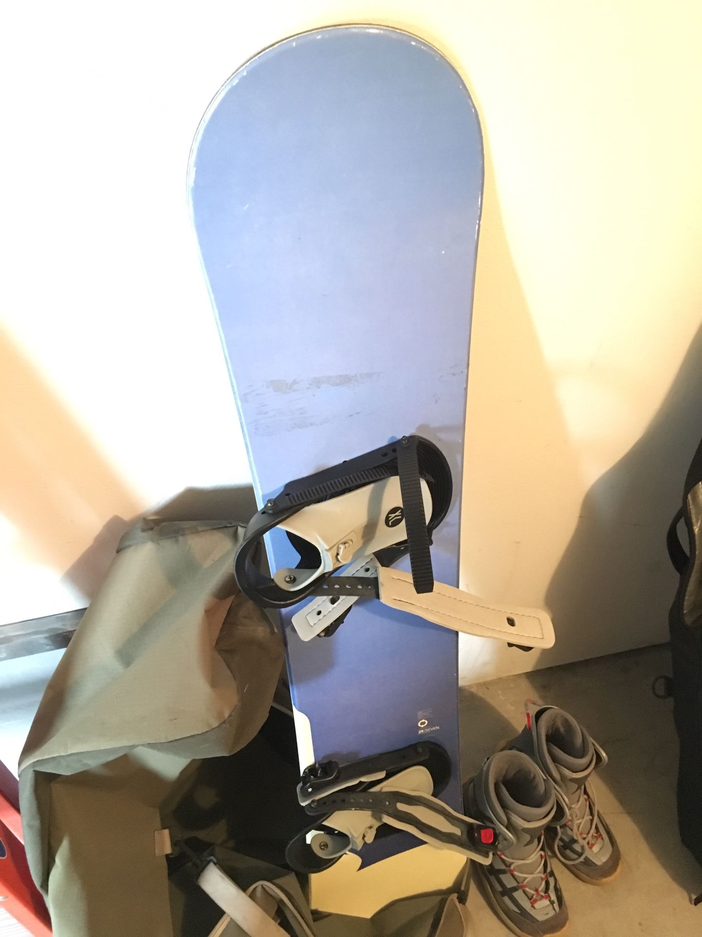 Snowboard with bag and bindings