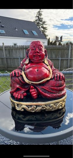 Red and Gold Laughing Buddha Statue