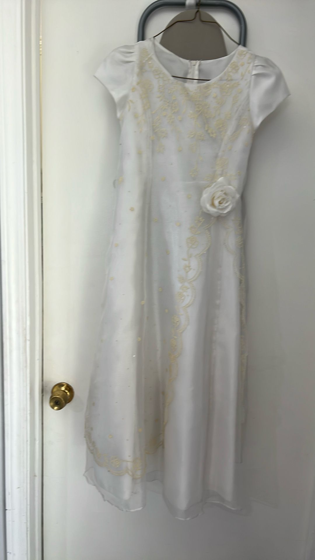 Girls White Long Dress 