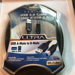 6 foot USB 3.0 A-Male to B-Male cable