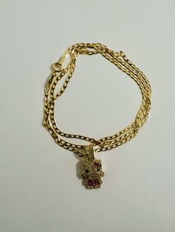 10K Solid Gold Chain and Pendant For Wedding 18 Inches Long