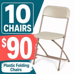 Beige plastic folding chairs