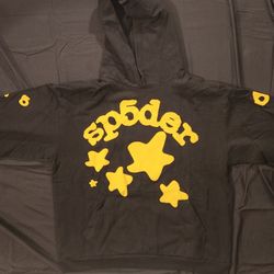 Sp5der Beluga Black and Yellow Graphic Sweatshirt
