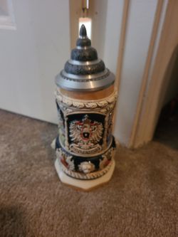 German Beer Stein with Pewter Lid