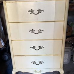 mid-century French provincial-style highboy dresser