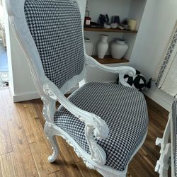 Antique French Accent Chair And Ottoman Bench