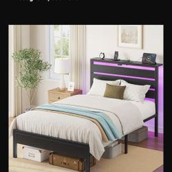 Rolanstar Twin-size Bed Frame  W/ USB Charging 