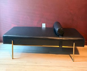 1pc a 55-Inch Black Bench for The Bedroom, Featuring a Modern Upholstered Design with Golden Legs, Suitable for Use at The End of The Bed, in The Entr