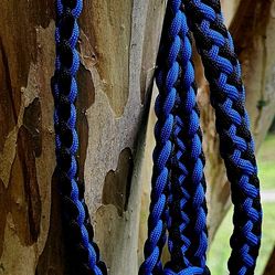 Thin Blue Line Hand Braided Dog Leash