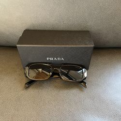 PRADA SPR17WS Women's Rectangular Lightweight Black Sunglasses Plastic Frame