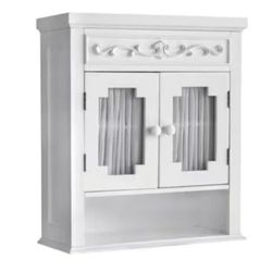 Teamson Home Drapery 21 in. W x 24-1/10 in. H x 7 in. D Bathroom Storage Wall Cabinet in White
