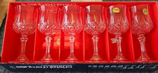 Set of 6 Vintage Longchamp  Cristal D'Argues Wine Glasses