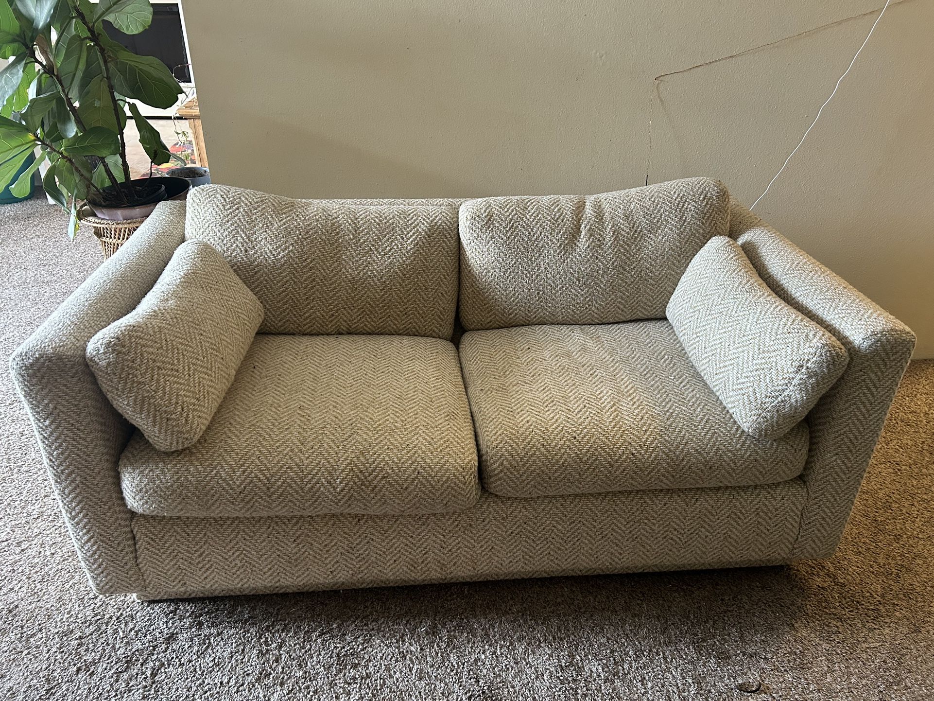 Vintage 70s Style Tweed Couch