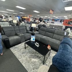 🎊Grey And Black Sofa Love Seat On Sale Now!! 🎉🛋️