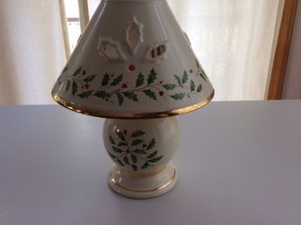Candle ceramic lamp vintage holly berries