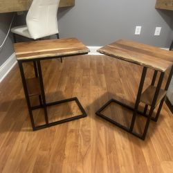 2 Rustic Solid Wood Side Tables