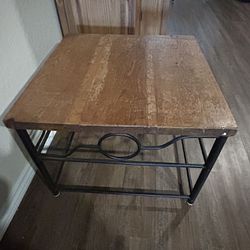 End Table- Wood And Iron