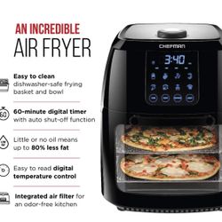 Chefman 6.3 Quart Digital Air Fryer+ Rotisserie, Dehydrator, Convection Oven, 8 Touch Screen Presets Fry, Roast, Dehydrate & Bake, BPA-Free, Auto Shut