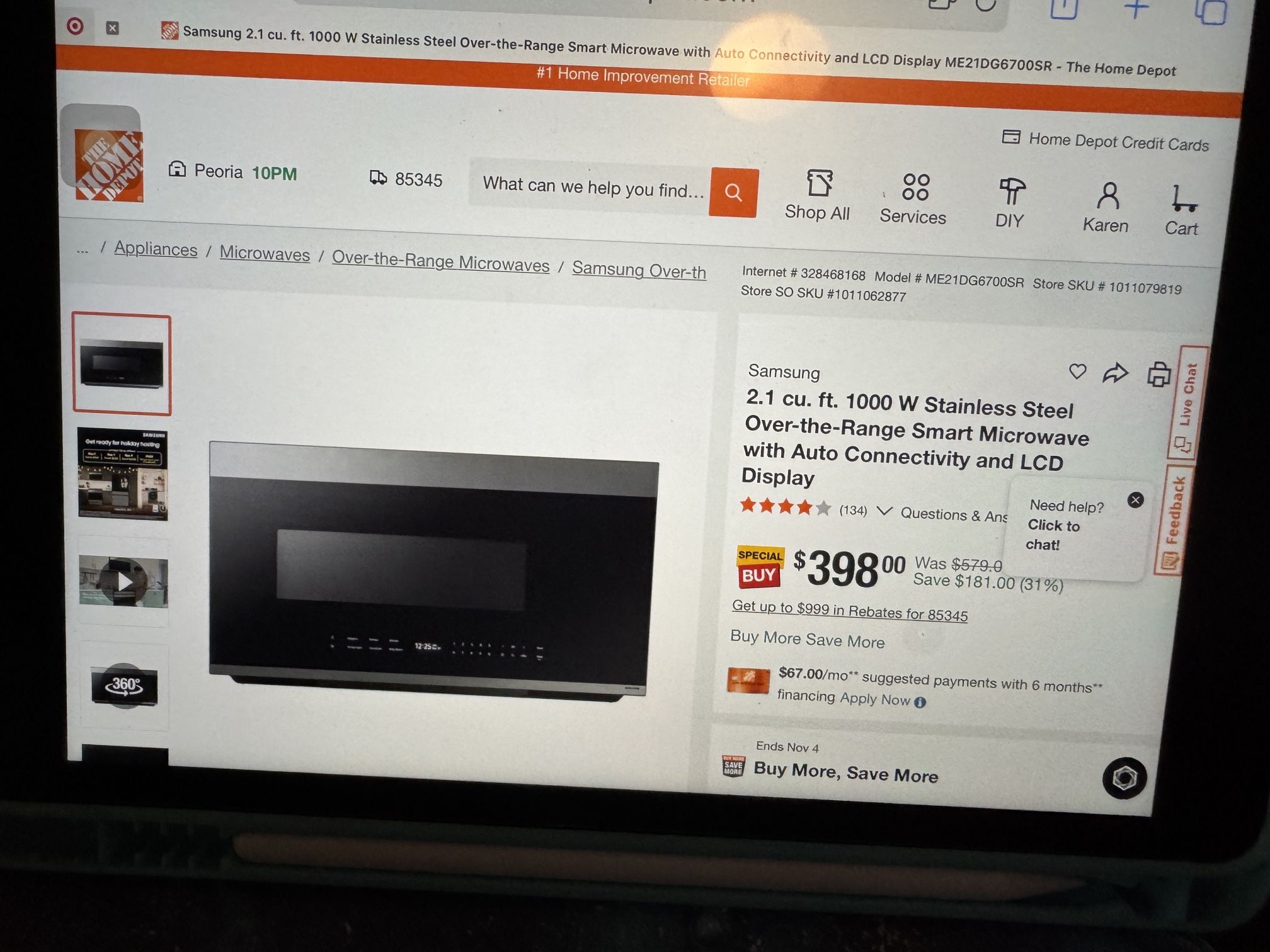 Samsung Microwave Over Range