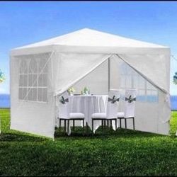 10x10 White Gazebo Wedding Party Tent Canopy With Windows & Sidewalls - (FOR SALE)