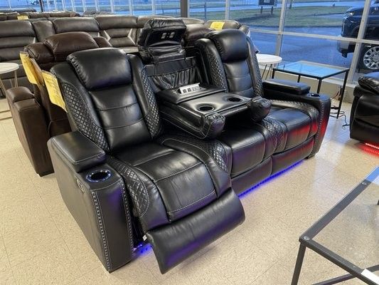 Just $10 Down Payment Finance ▪️Led Power Black Reclining Sofa ▪️ Brand New