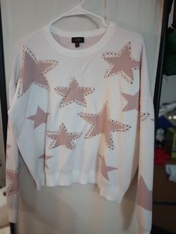 On Twelfth Sweater Rhinestone Star Size L Women  Light Pink