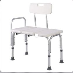 MedMobile® Bathtub Transfer Bench/Bath Chair with Back, Wide SEAT, Adjustable SEAT Height, Sure-GRIPED Legs