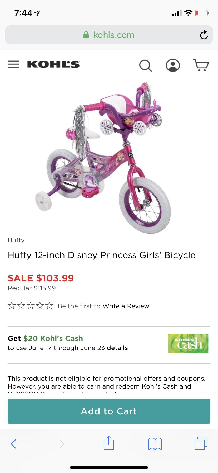 New unused Disney Princess Girls Bike 16”