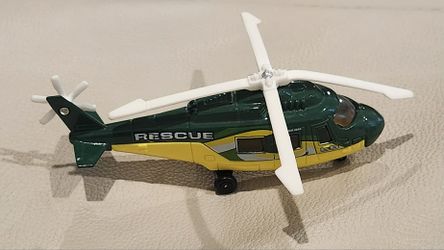 Vintage Matchbox 2007 Rescue Helicopter Green/Yellow Die-Cast Toy Made In Thailand F06