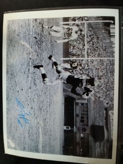 Signed Football Action Black and White Photo