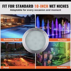 120-Volt AC LED Pool Light 10 in. 40-Watt RGBW Color Changing Inground Swimming Pool Spa Light Underwater Remote Control.   retail price $169 our pric