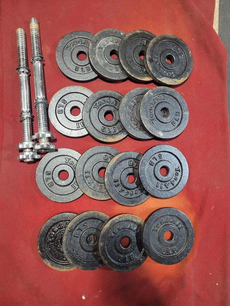 YES FOR ALL.  1" HOLE  ADJUSTABLE DUMBBELLS 80LBs.  
20-5s
11525 S HALSTED DUNKIN DONUTS/
7111.S WESTERN WALGREENS 
85$  CASH ONLY AS IS 