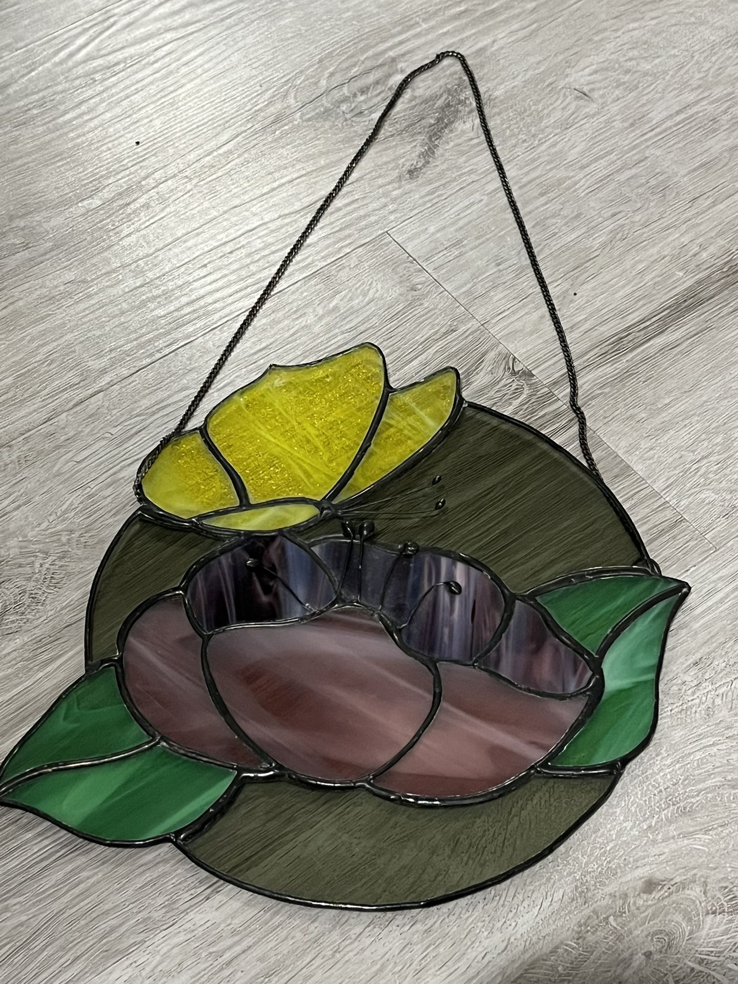 Stained Glass Butterfly With Flower Sun Catcher