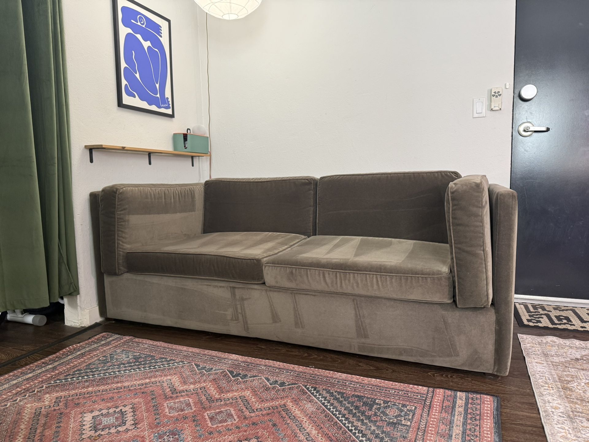 Modern 80" Sleeper Sofa, Blu Dot Mink Velvet