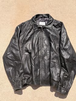 Hathaway Black Leather Zip-Up Jacket