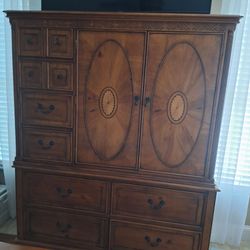 Wood Armoire with Drawers and Cabinet Doors