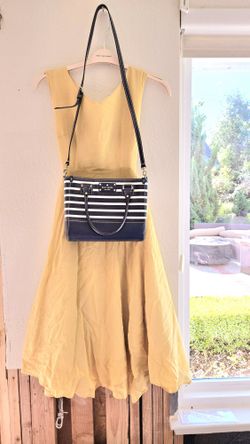 Kate Spade Blue & White Bag And Yellow Dress