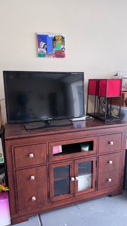 Wood TV Stand Media Console with Storage