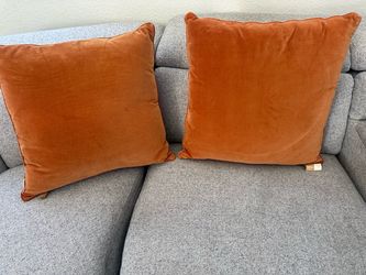 Burnt Orange Velvet Throw Pillows – Set of 2