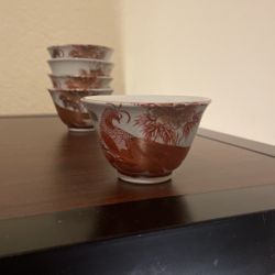 Porcelain Antique Japanese Tea Cups (set of 5)