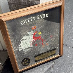 Cutty Sark whiskey, bar mirror framed
